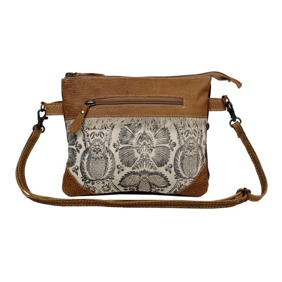 Myra Bag Handbags - Myra Nifty Crossbody, upcycled rug/canvas, leather